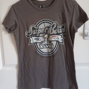 NFL super Bowl XLVIII women's tee team apparel Seahawks broncos 2014 gray shirt